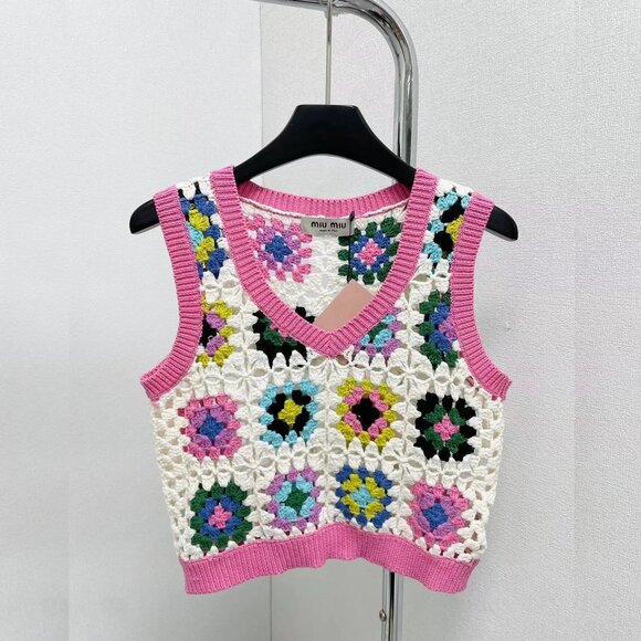 Miu Miu Girls Crochet Patchwork Vest